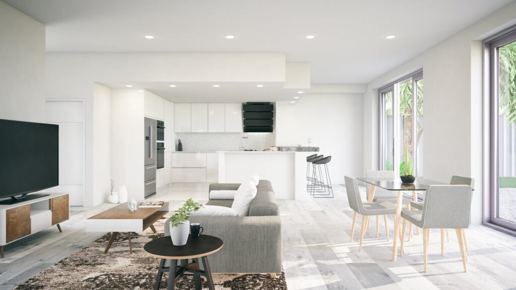 white living room with neutral accents